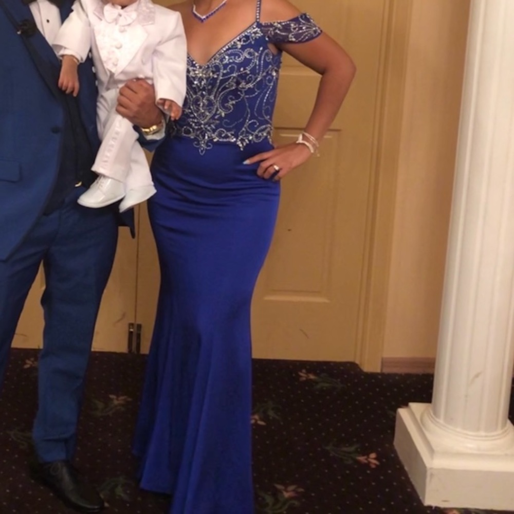 Long coctail Royal blue dress